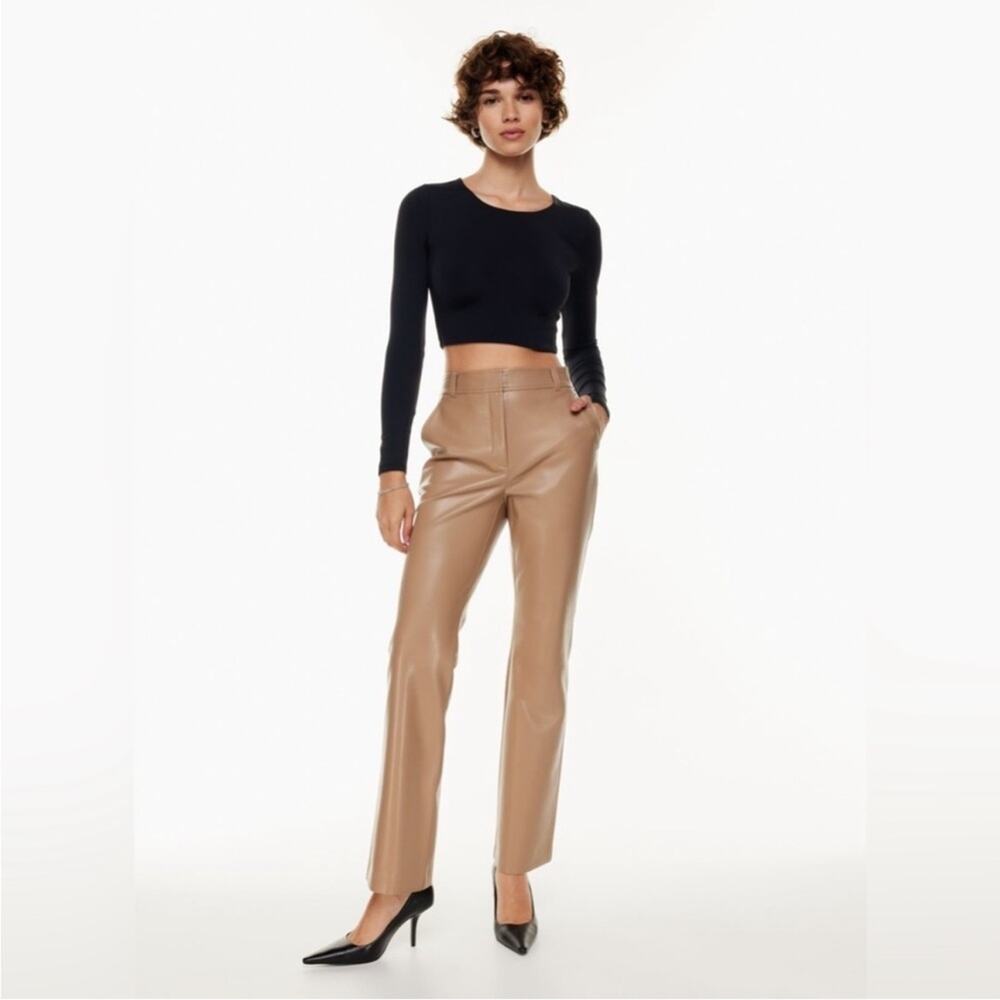 Aritzia Babaton Vegan Faux Leather Pants in Gold Camel Size 00